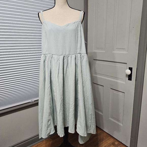Torrid Mint Blue Challis Sharkbite Skater Dress - Picture 2 of 8